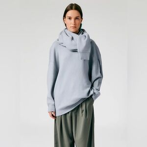 Airy Extrafine Wool Circular Origami Pullover, S/M